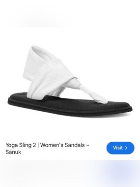Sanuk Yoga Sling 2 White Fabric Knot Flip Flop Sandals